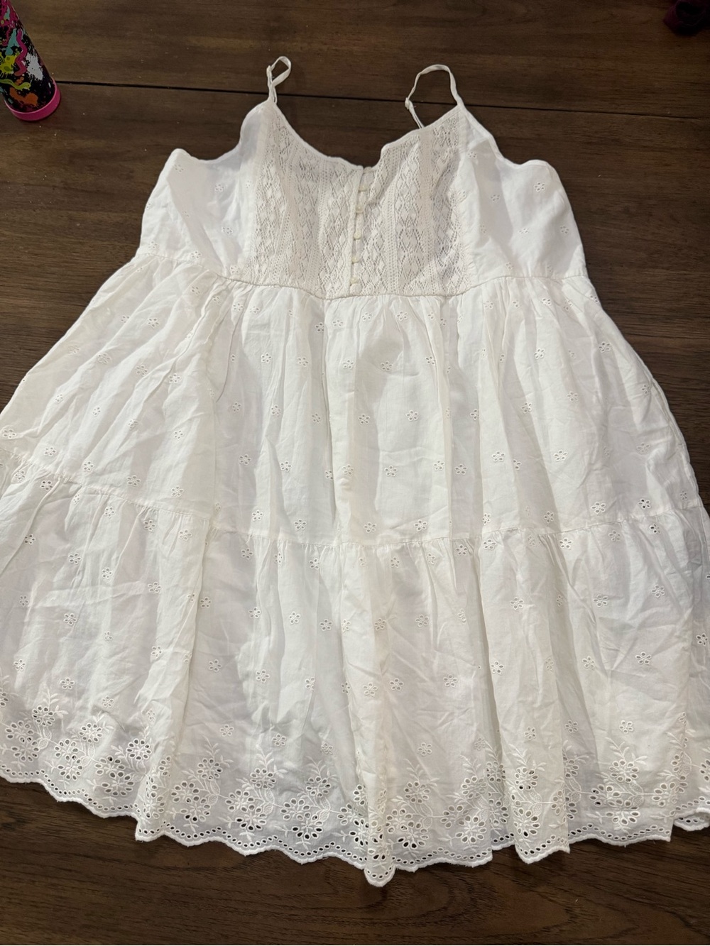 Levi's White Eyelet Tiered Spaghetti Strap Dress